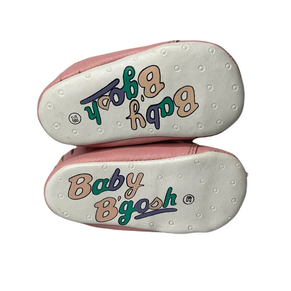 Vintage 1980s Girls Osh Kosh B'gosh Infant Pink Leather Hi Tops Baby‎ Shoes Sz 1